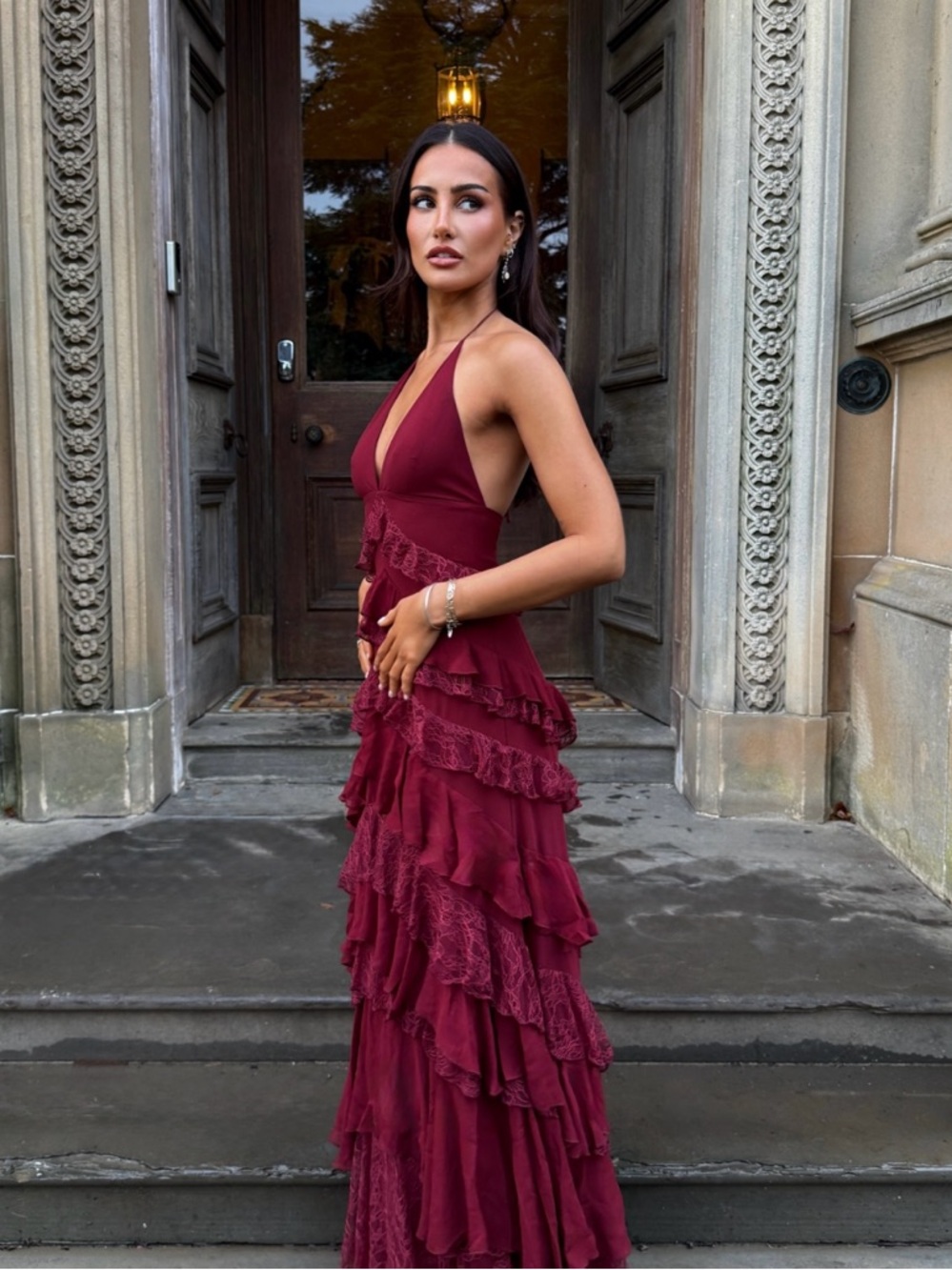 ALICE + OLIVIA Liana Tiered Ruffled Maxi Dress - Picture 2 of 11